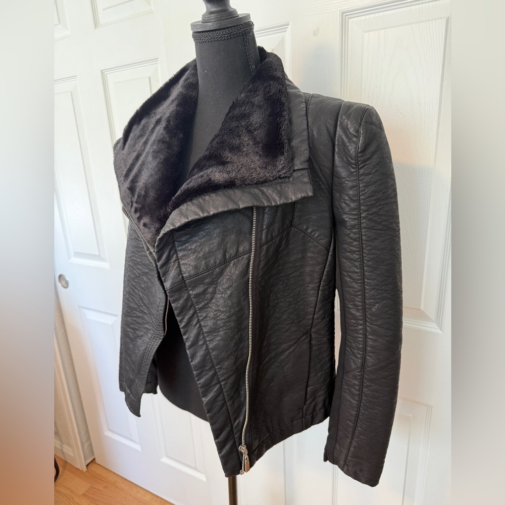 Love Token. Women's Black Faux Leather Jacket